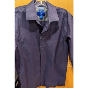 Egara Men's Dress Shirt Non-Iron Long Sleeve Button purple Plaid Medium SLIM FIT